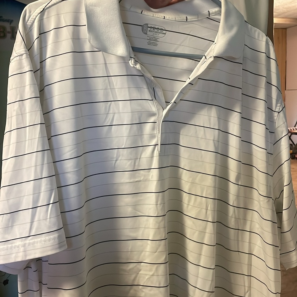Izod white with black stripes short sleeve shirt